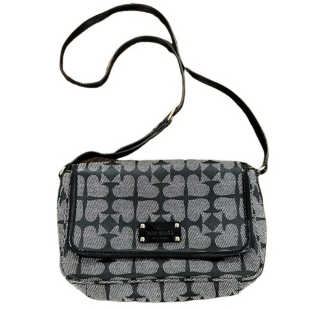 Kate Spade Pebbled Leather "Ace Of Spades" Monogram Adjustable Crossbody Bag - Picture 5 of 10